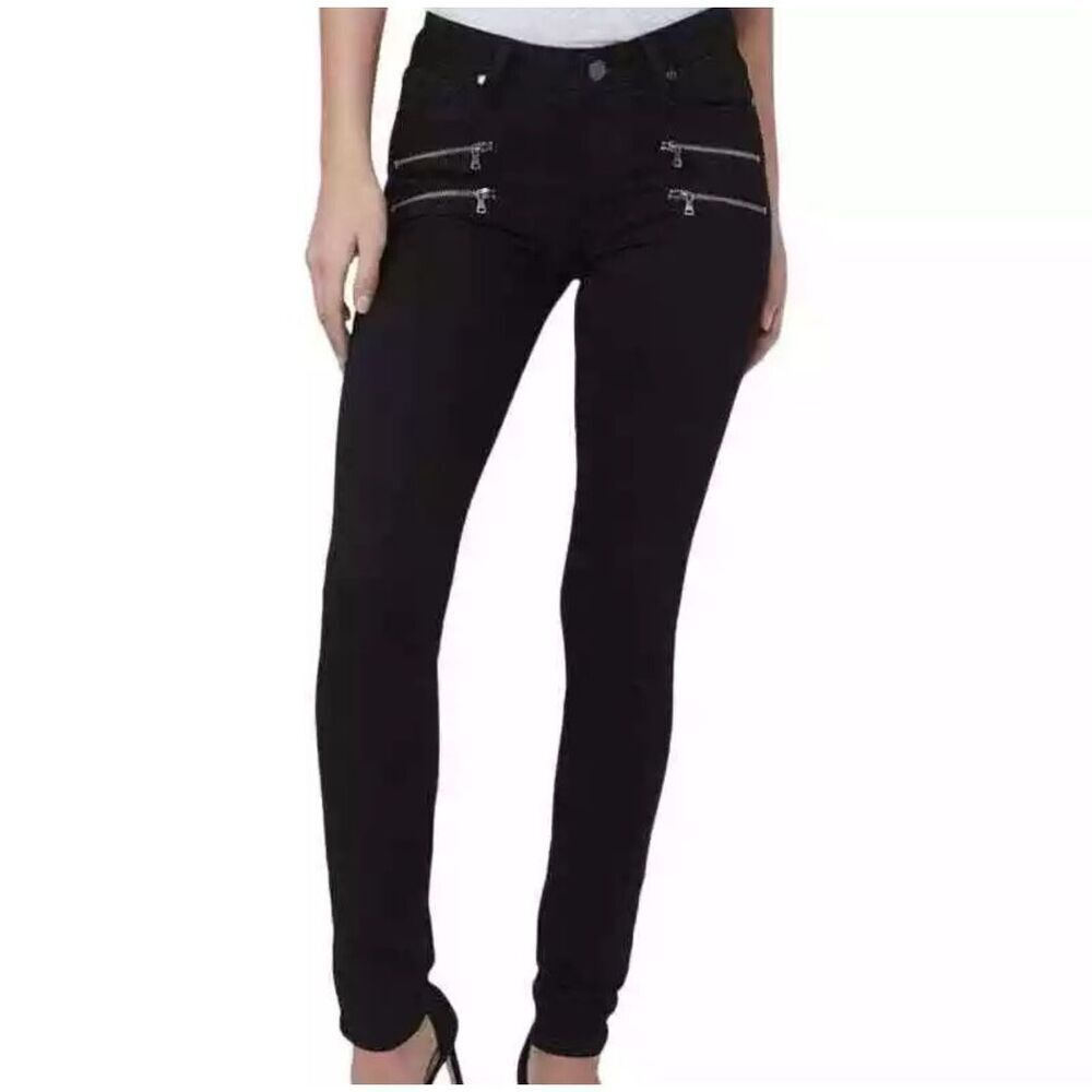 🔥5/$25 sale🔥 Paige Black Double Zipper Solid Skinny Fit Pants Size 26